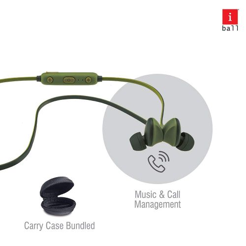 iBall EarWear Sporty Wireless Bluetooth Headset with Mic for All Smartphones (Military Green)